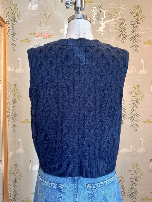Lucy Cable Knit Vest - Navy