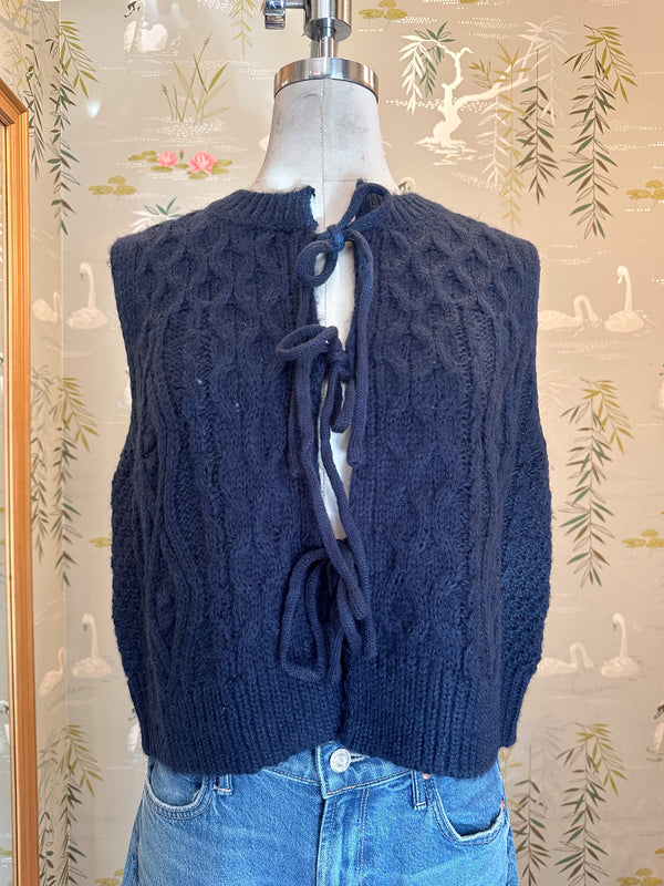 Lucy Cable Knit Vest - Navy
