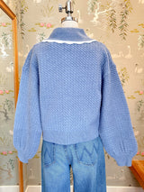 Nina Ribbed Cardigan - Sky