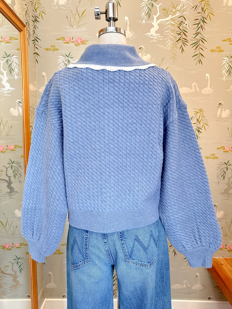 Nina Ribbed Cardigan - Sky