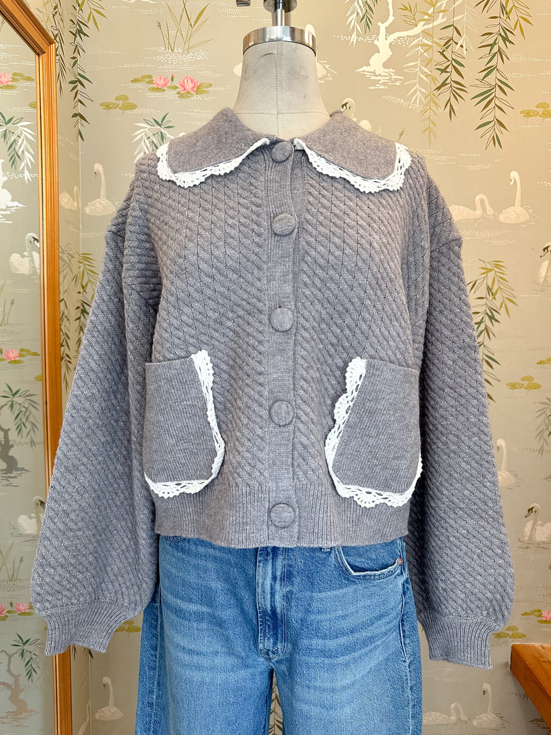 Nina Ribbed Cardigan - Grey