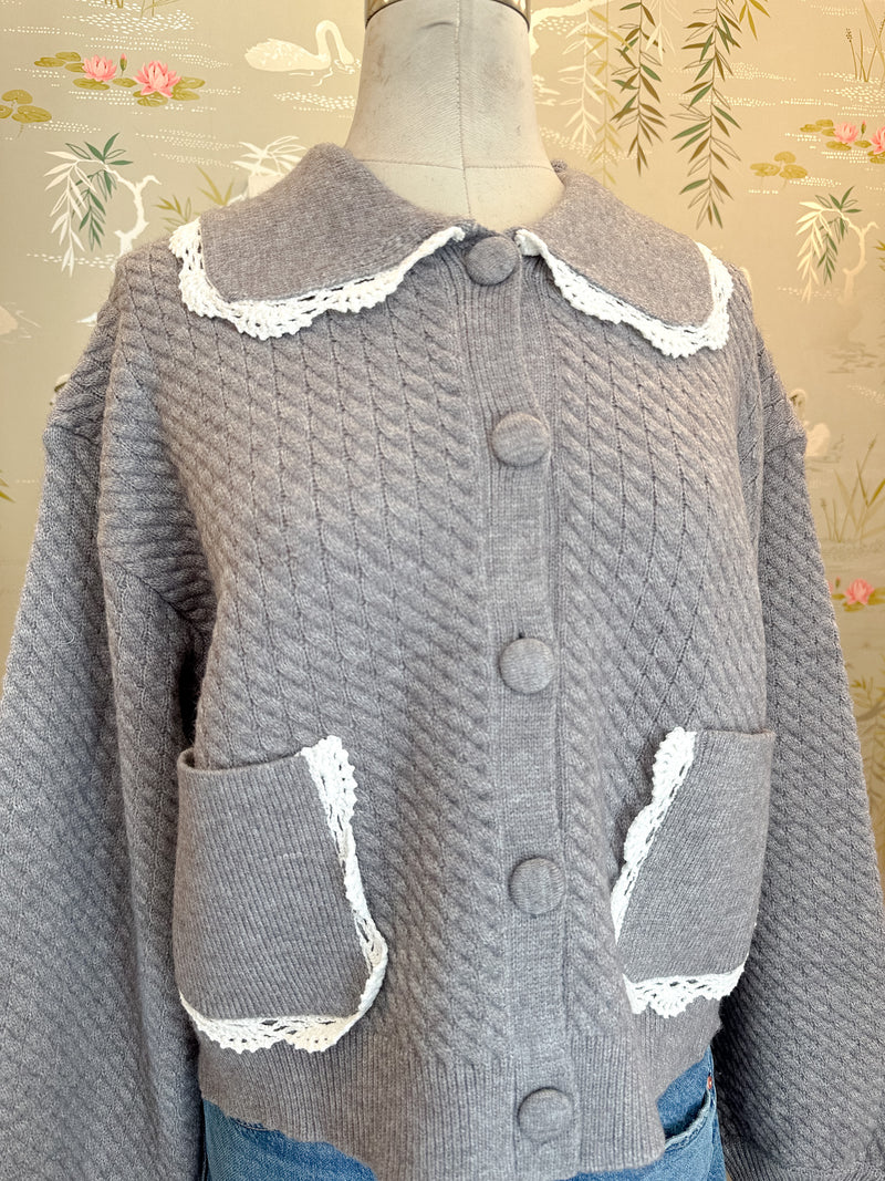 Nina Ribbed Cardigan - Grey