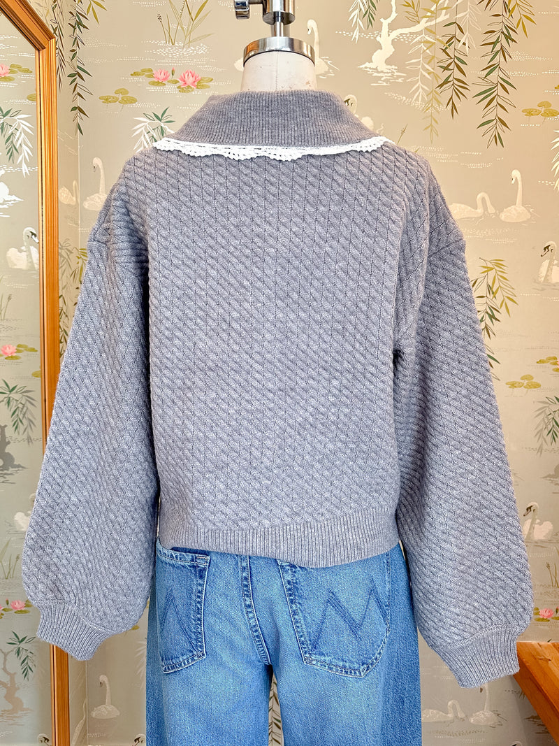 Nina Ribbed Cardigan - Grey