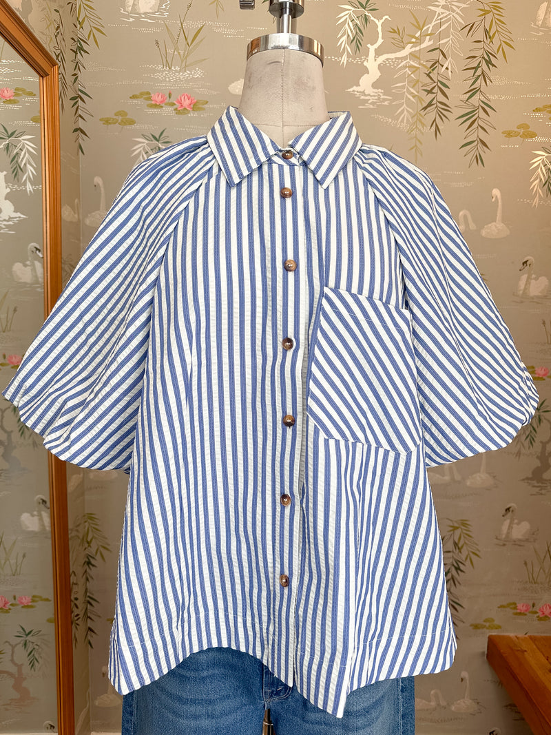 Sophie Pinstripe Blouse - Blue