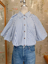 Sophie Pinstripe Blouse - Blue