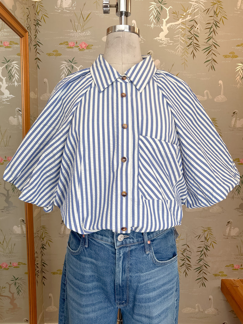 Sophie Pinstripe Blouse - Blue