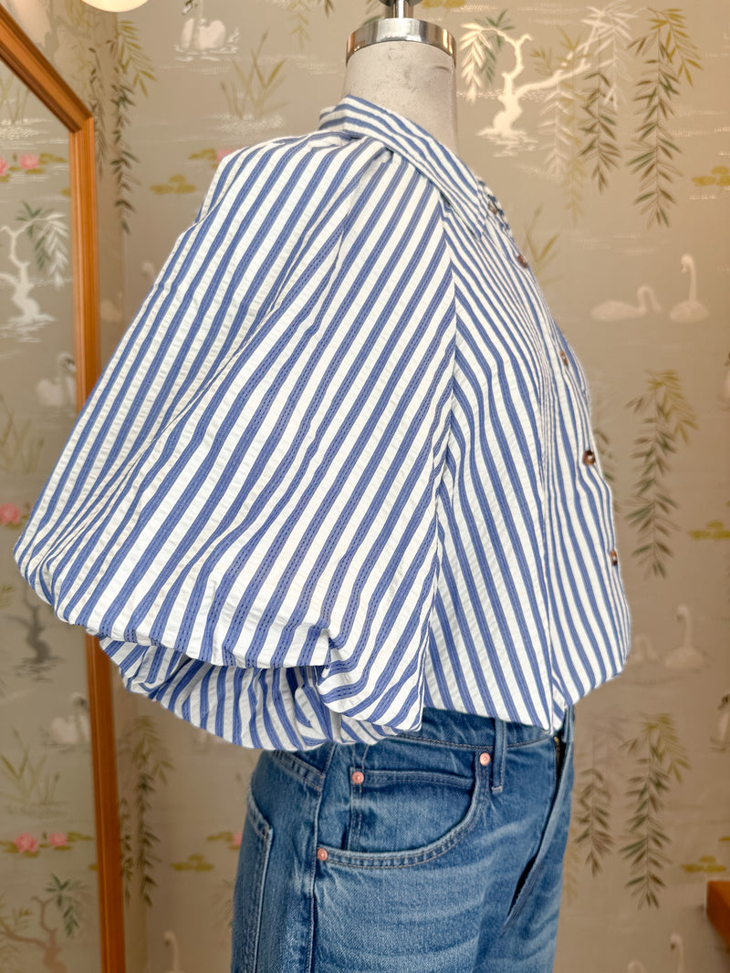 Sophie Pinstripe Blouse - Blue