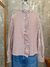 Caroline Stripe Blouse- Brown