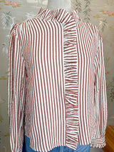 Caroline Stripe Blouse- Brown