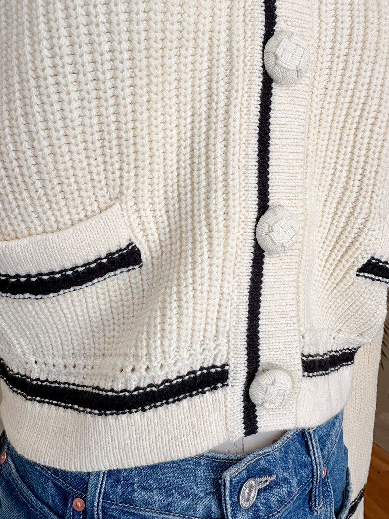 Esme Contrast Cardigan - Ivory