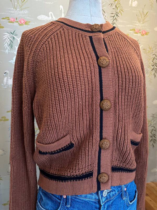 Esme Contrast Cardigan - Toffee