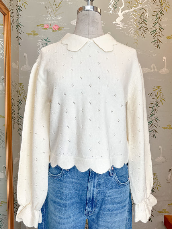 Sophia Scalloped Sweater - Cream