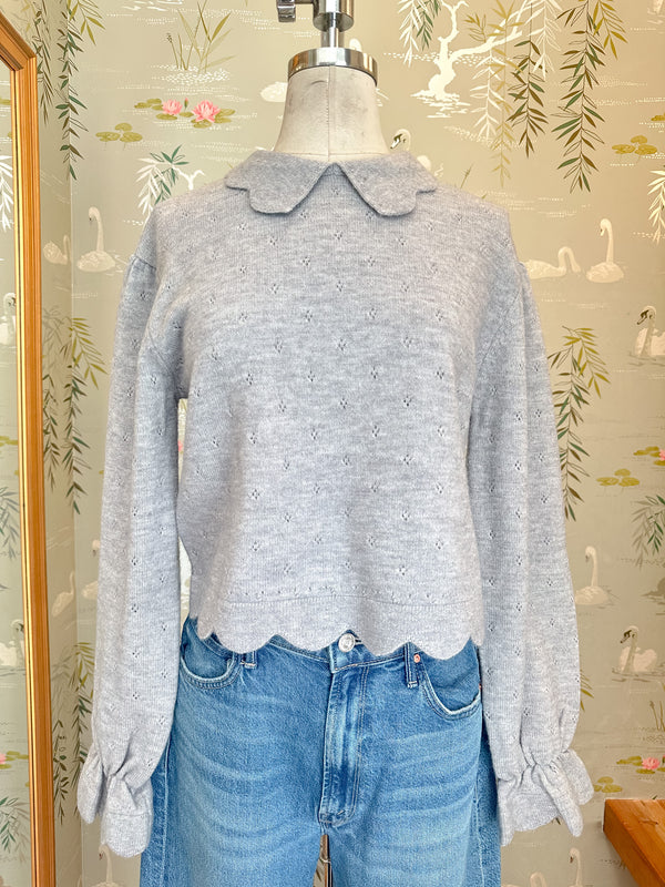 Sophia Scalloped Sweater - Grey