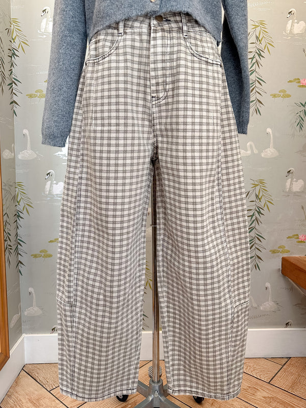 Checked Barrel Pants