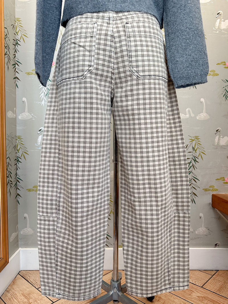 Checked Barrel Pants