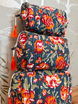 Maison de Frédéric Cosmetic Bag Set- Orange/Dark Teal