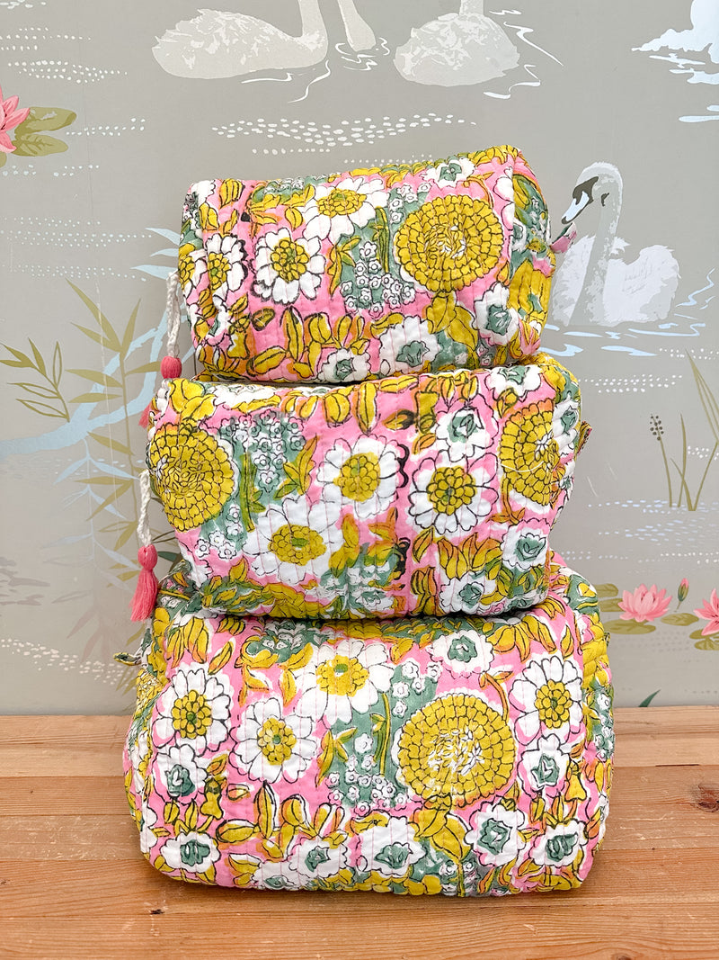 Maison de Frédéric Cosmetic Bag Set- Chartreuse/Pink