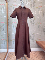 Coffee Twill Shirt Dress