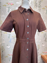 Coffee Twill Shirt Dress