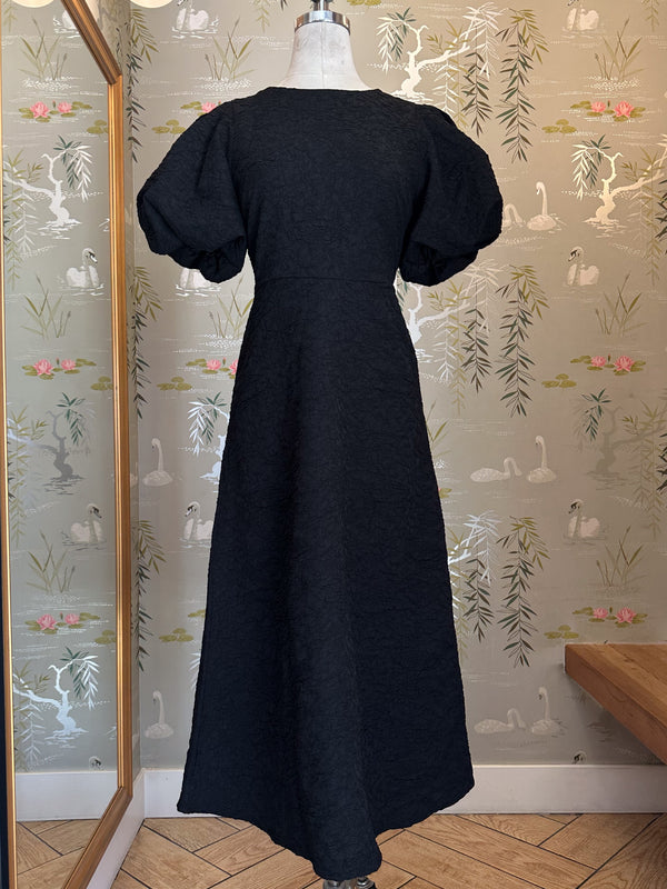 Ella Jacquard Midi Dress- Black