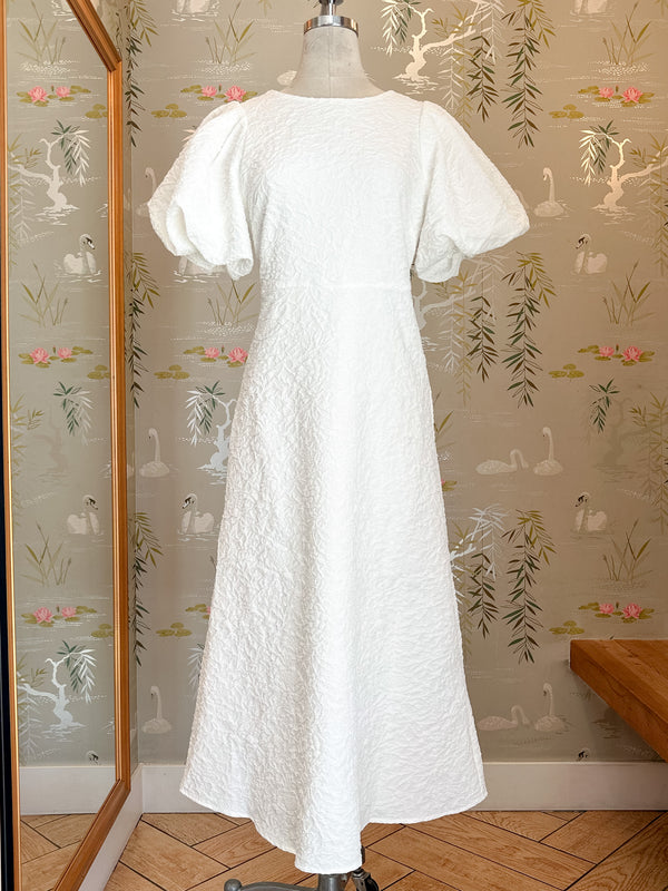 Ella Jacquard Midi Dress- White