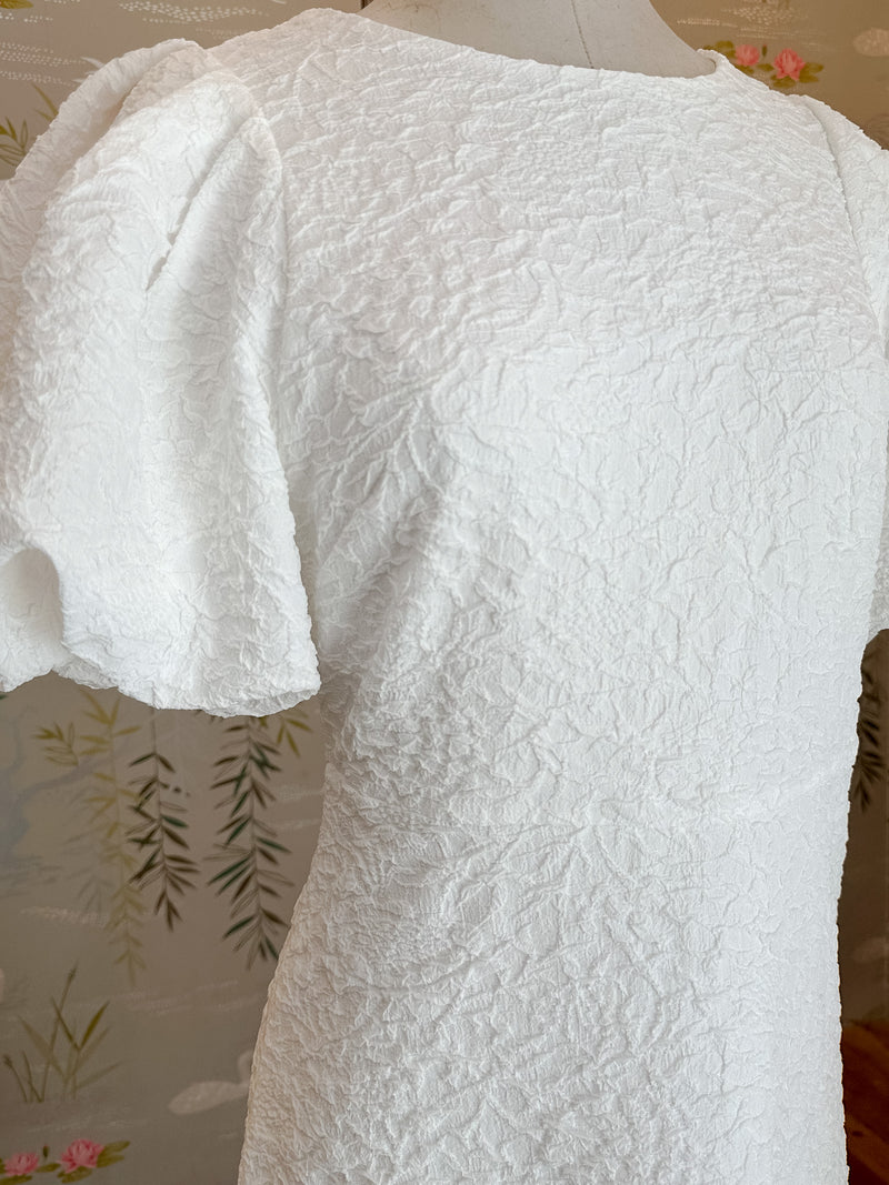 Ella Jacquard Midi Dress- White