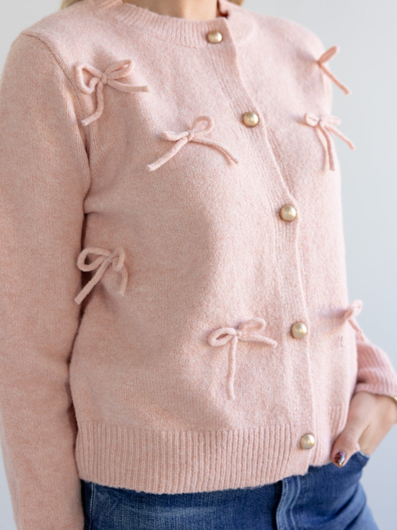 Annie Bow Cardigan Pink