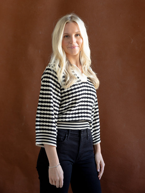 Blaire Striped Sweater Black