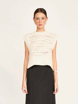Mirth Ladderstitch Knit Vest in Cream