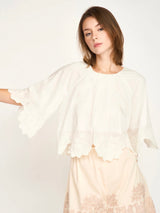 Mirth Bari Top in White Lotus Eyelet