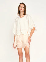 Mirth Paris Short in Tan Lotus Eyelet