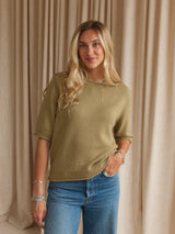Rolled Hem Short Sleeve - Olive