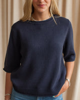 Rolled Hem Short Sleeve - Navy