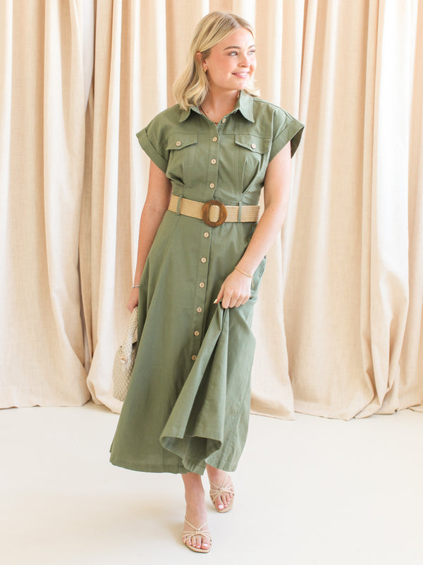 Naomi Belted Midi Dress