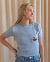 April Floral Knit- Sky