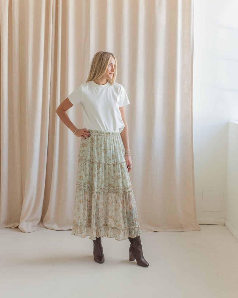 Addie Tiered Midi Skirt