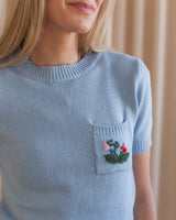 April Floral Knit- Sky