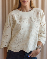 Floral Eyelet Terry Sweatshirt
