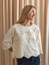 Floral Eyelet Terry Sweatshirt