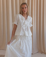 Embroidered Bow Skirt Set