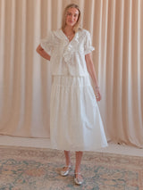 Embroidered Bow Skirt Set