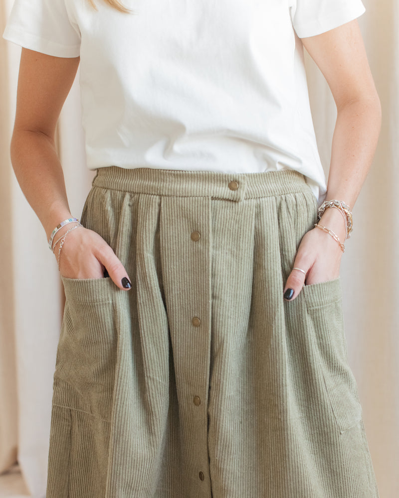 Meredith Corduroy Midi Skirt