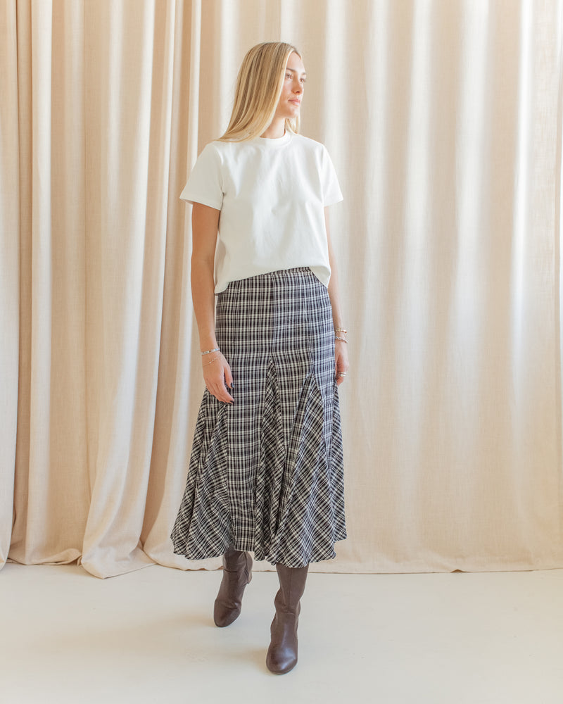 Simone Plaid Midi Skirt