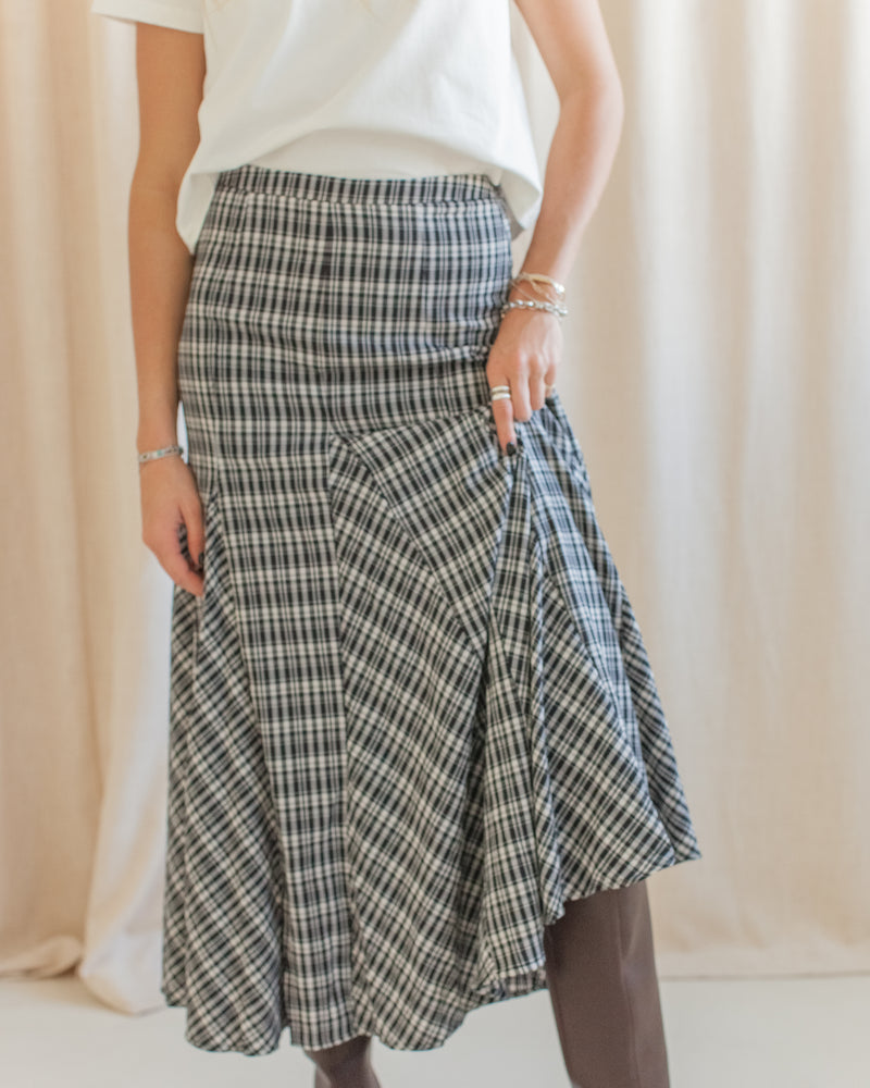 Simone Plaid Midi Skirt