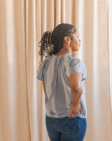 Marcie Gingham Blouse- Navy