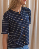 Ava Striped Knit- Navy