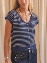 Rory Striped Knit- Navy
