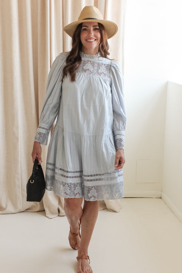 Ulla Johnson Colette Long Sleeve Mini Dress - Celeste