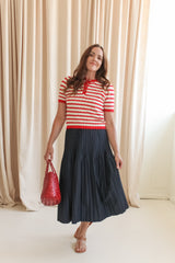 Navy Pleat Skirt