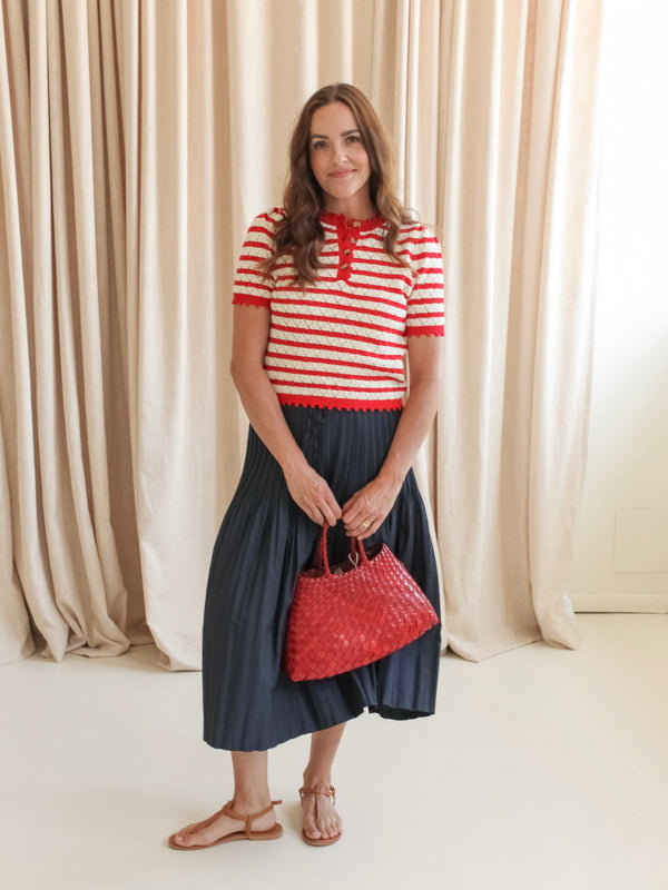 Navy Pleat Skirt